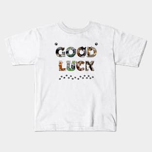 Good Luck - mixed cats oil painting word art Kids T-Shirt